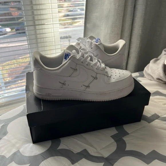 nike air forces with silver checks